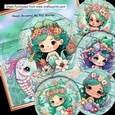 Cute Baby Mermaids With Seahorses 8x8 Mini Kit (Five)