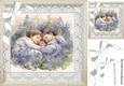 Babies Sleeping In Lavender Field, Lace, White Bows 8x8 (Two)