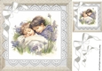 Babies Sleeping In Lavender Field, Lace, White Bows 8x8 (Three)
