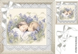 Babies Sleeping In Lavender Field, Lace, White Bows 8x8 (Four)