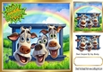 Funny Face Cows In The Meadow With Rainbow 8x8 (Two)