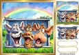 Funny Face Cows In The Meadow With Rainbow 8x8 (Four)