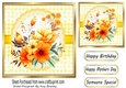 Pretty Orange Flowers On Lace With Yellow Gingham 7x7 (Three)