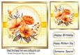 Pretty Orange Flowers On Lace With Yellow Gingham 7x7 (Four)