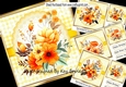4 Pretty Orange Flowers On Lace With Yellow Gingham 7x7 Mini Kit