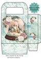 Pretty Snow Globe Cottage And Pink/White Roses Turq Bag (three)