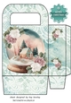 Pretty Snow Globe Cottage And Pink/White Roses Turq Bag (Four)