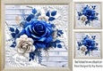 Lovely Wood & Lace 8x8 Frame With Blue & White 3D Roses (Two)