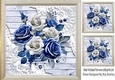 Lovely Wood & Lace 8x8 Frame With Blue & White 3D Roses (Three)