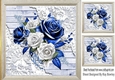 Lovely Wood & Lace 8x8 Frame With Blue & White 3D Roses (Four)