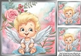 Sweet Angel With Pink Roses 8x8 Card Front (Two)