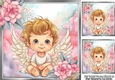 Sweet Angel With Pink Roses 8x8 Card Front (Four)
