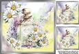 Pretty Perfume Bottle With Lilac Flowers & Sunflowers 8x8 (Three)