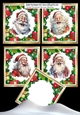 4 Festive Jolly Santas Smiling 8x8 Card Fronts Mini Kit (Set Two)