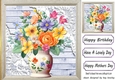 Pretty Blue Wood, Lace Corners With Flower Vase 8x8 (Three)