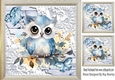 Pretty Wood, Lace With Owls Blue Butterflies 8x8 (Two)