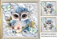 Pretty Wood, Lace With Owls Blue Butterflies 8x8 (Three)