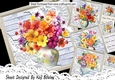 4 Pretty Blue Wood, Lace Corners With Flower Vases 8x8 Mini Kit
