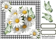 Pretty Daisies With Green Butterflies Black/White Gingham 8x8 (Two)