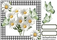 Pretty Daisies With Green Butterflies Black/White Gingham 8x8 (Three)