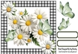Pretty Daisies With Green Butterflies Black/White Gingham 8x8 (Four)