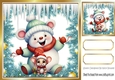 Cute Snowman With Little Mouse With Icicles 8x8