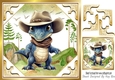 Country & Western Dino In Cowboy Hat 8x8 (Three)