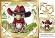 Country & Western Dino In Cowboy Hat 8x8 (Four)