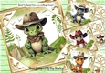 4 Country & Western Dinos In Cowboy Hats 8x8 Mini Kit