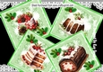 4 Lovely Christmas Cakes With Holly 8x8 Card Fronts (SET ONE)