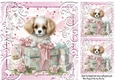 Pretty Pink Christmas With Puppy 8x8 (Two) Card/Fronts