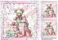 Pretty Pink Christmas With A Teddy 8x8 (Four) Card/Fronts