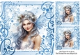 Winter Snow Blue Fairies 8x8 Card (Two)