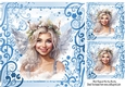 Winter Snow Blue Fairies 8x8 Card (Three)