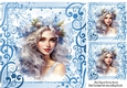 Winter Snow Blue Fairies 8x8 Card (Four)