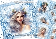  4 Pretty Winter Snow Blue Fairies 8x8 Mini Kit