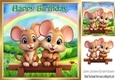 Cute Baby Mice With Rainbow 8x8 (One)