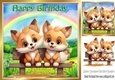 Cute Baby Foxes With Rainbow 8x8 (Three)