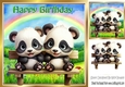 Lovely Baby Pandas With Rainbow 8x8 (Four)