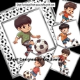 Boys Playing Football/Soccer 8x8 Card front/Toppers Mini Kit
