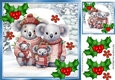 Cute Christmas Family Of Koalas  With Holly 8x8