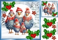 Cute Christmas Family Of Feathered Friends With Holly 8x8 (one)