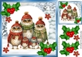 Cute Christmas Family Of Owls With Holly 8x8 