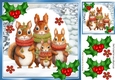 Cute Christmas Family Of Squirrels With Holly 8x8