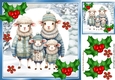 Cute Christmas Family Of  Sheep With Holly 8x8