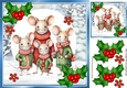 Cute Christmas Family Of  Cute Mice With Holly 8x8