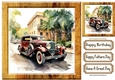 Lovely Vintage Car In  8x8 Wooden Frame (Three)