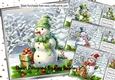 4 Lovely Snowmen With Gifts In Snowscene 8x8 Card Mini Kit
