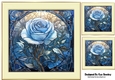 Beautiful Blue Rose In Stained Glass In Cream/Gold 8X8 Frame (Four)