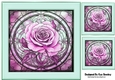 Beautiful Pink Rose In Stained Glass In 8X8 Frame (Two)